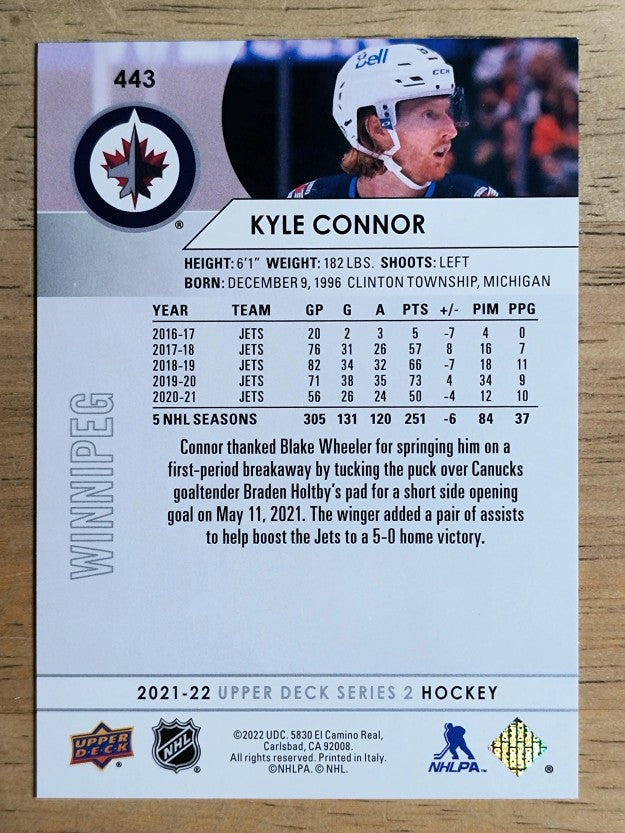 2021-22 Upper Deck #443 Kyle Connor