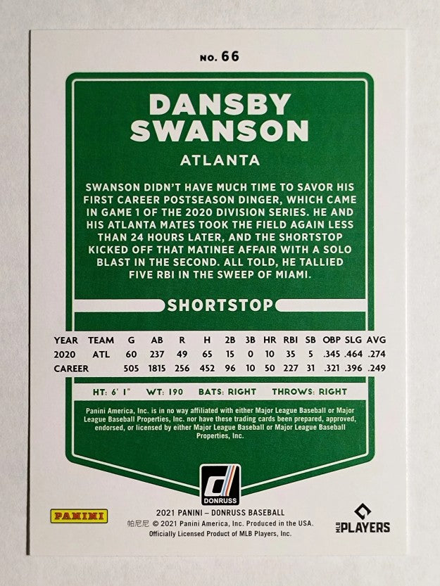 2021 Donruss #66 Dansby Swanson