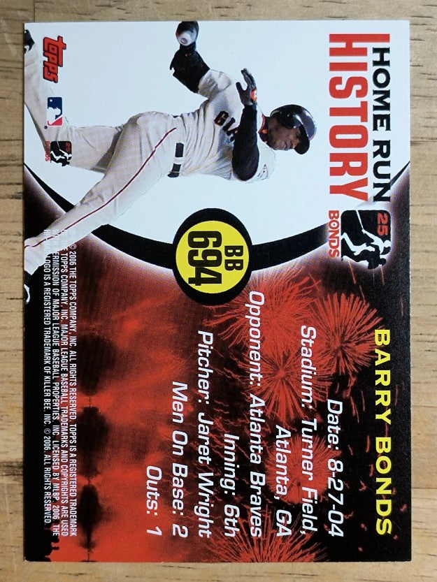 2005 Topps Barry Bonds Home Run History #694 Barry Bonds HR694