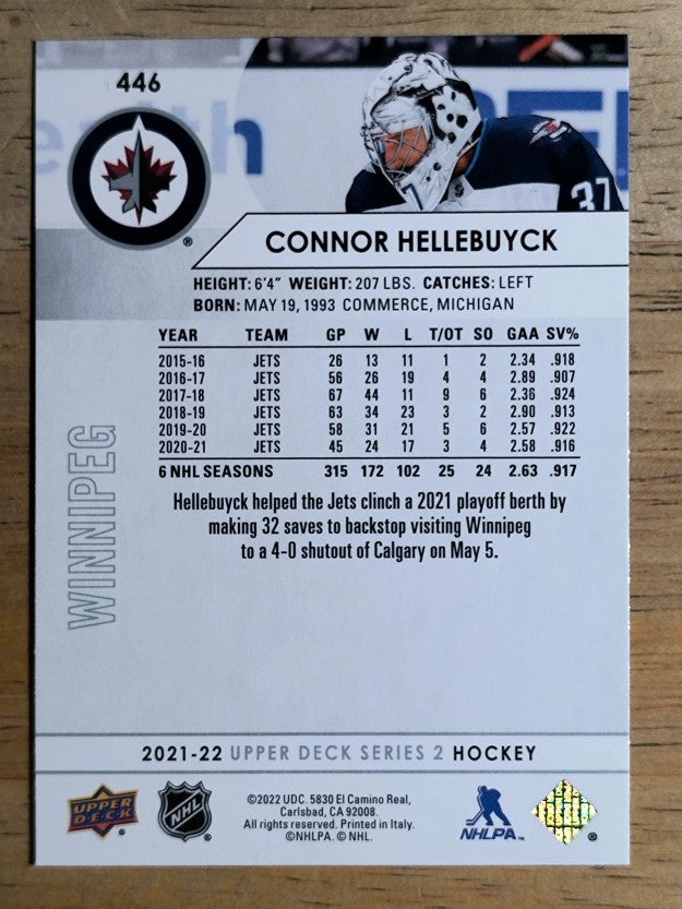 2021-22 Upper Deck #446 Connor Hellebuyck