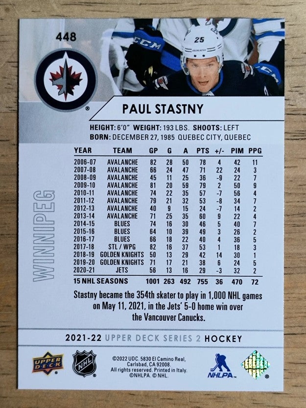 2021-22 Upper Deck #448 Paul Stastny
