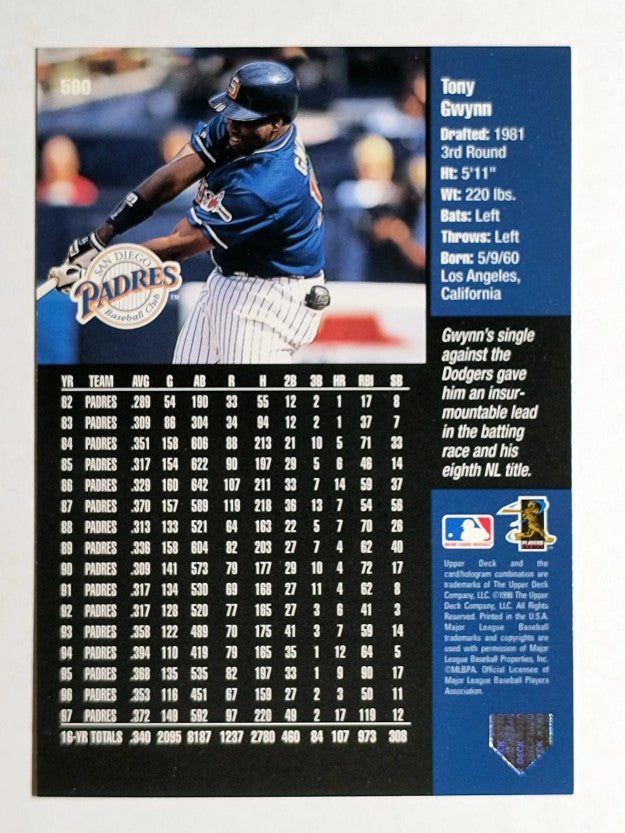 1998 Upper Deck #500 Tony Gwynn