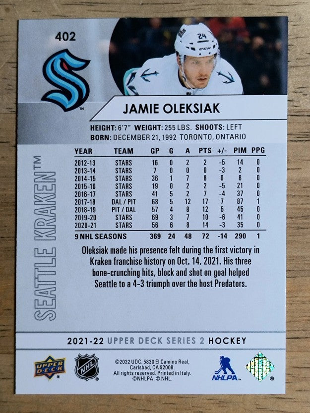 2021-22 Upper Deck #402 Jamie Oleksiak