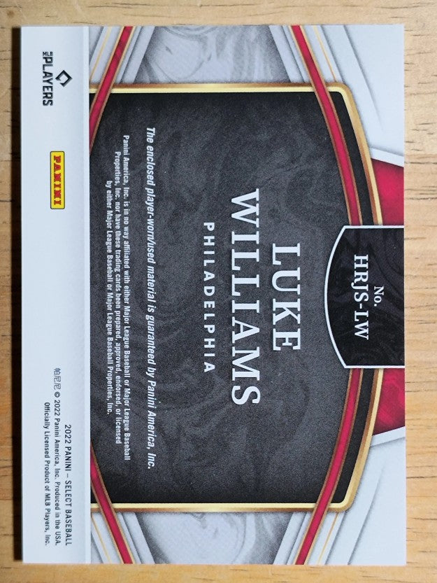 2022 Select Horizontal Rookie Jumbo Swatch #9 Luke Williams