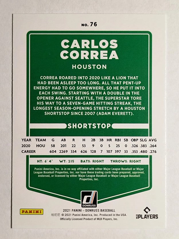 2021 Donruss #76 Carlos Correa
