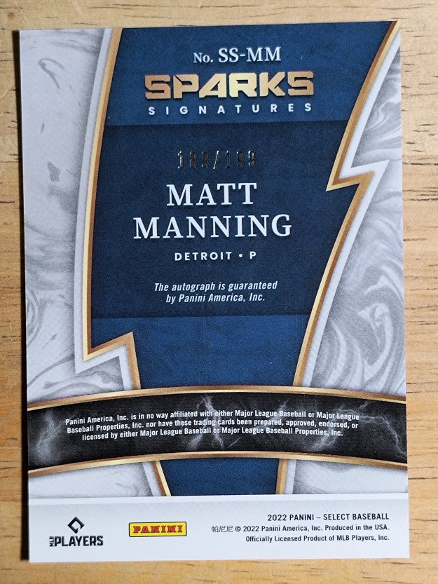 2022 Select Sparks Signatures #9 Matt Manning
