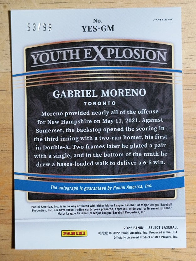 2022 Select Youth Explosion Signatures Tri-Color #13 Gabriel Moreno