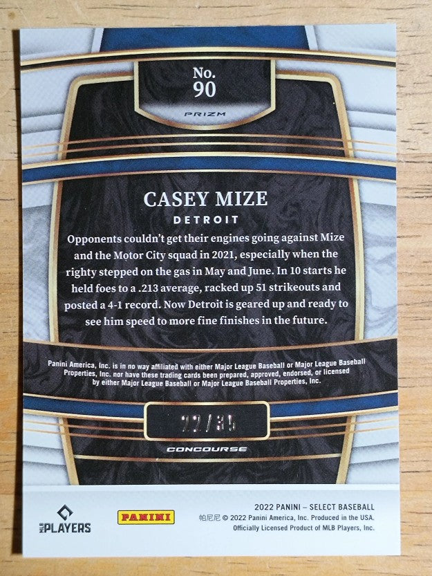 2022 Select Carolina Blue #90 Casey Mize