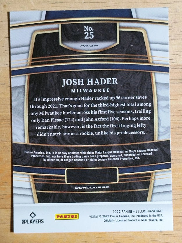 2022 Select Holo #25 Josh Hader
