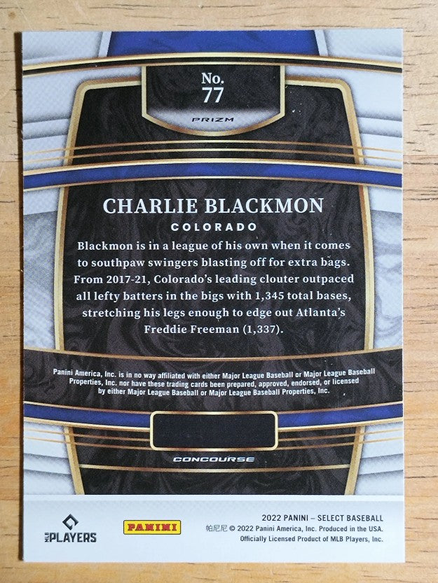 2022 Select Holo #77 Charlie Blackmon