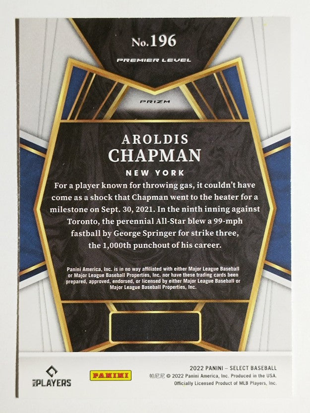 2022 Select Tri-Color #196 Aroldis Chapman PRM