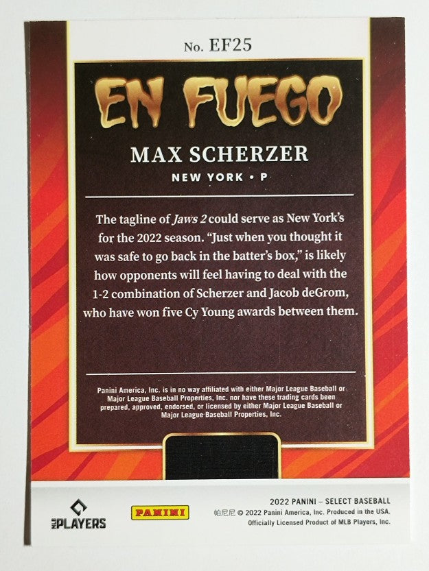 2022 Select En Fuego #25 Max Scherzer
