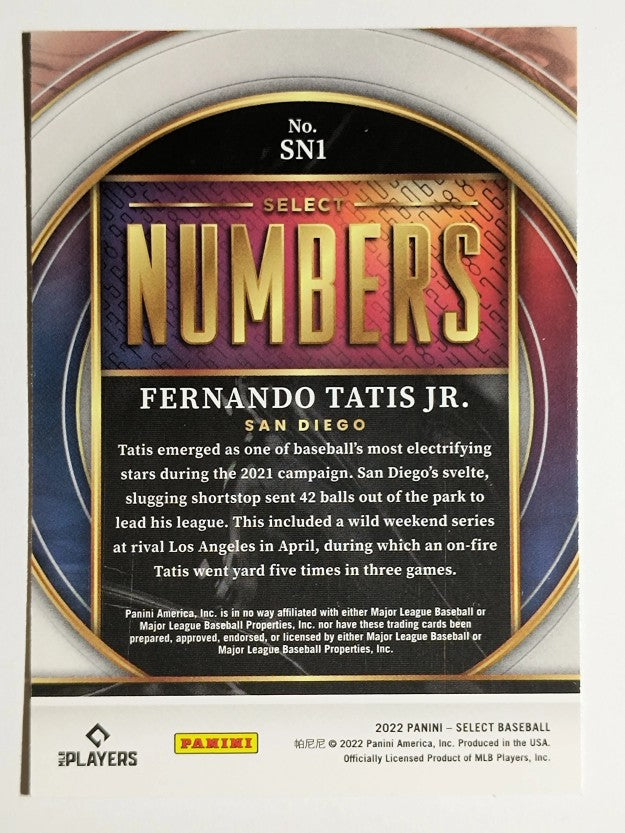 2022 Select Select Numbers #1 Fernando Tatis Jr.