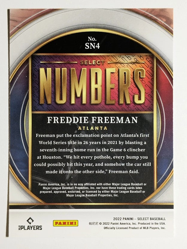 2022 Select Select Numbers #4 Freddie Freeman