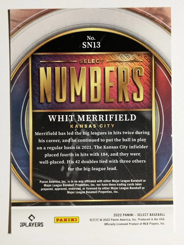 2022 Select Select Numbers #13 Whit Merrifield