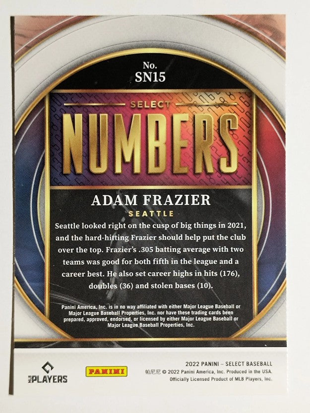 2022 Select Select Numbers #15 Adam Frazier