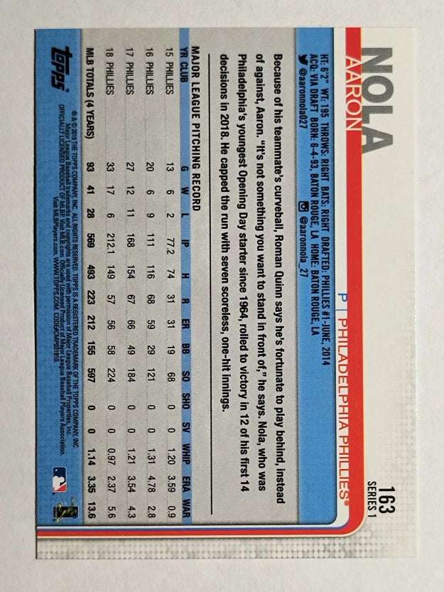 2019 Topps #163 Aaron Nola