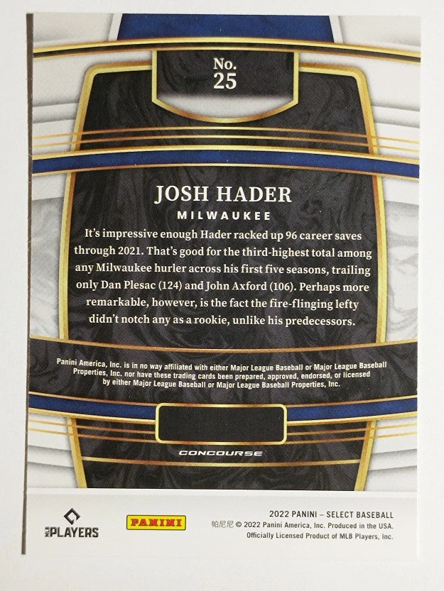 2022 Select #25 Josh Hader