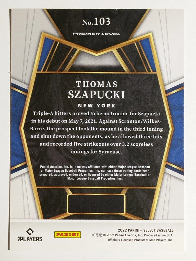 2022 Select #103 Thomas Szapucki PRM RC