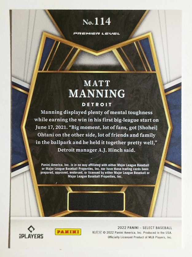 2022 Select #114 Matt Manning PRM RC