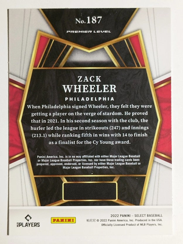 2022 Select #187 Zack Wheeler PRM