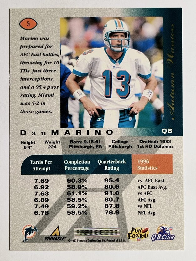 1997 Pinnacle X-Press Autumn Warriors #5 Dan Marino