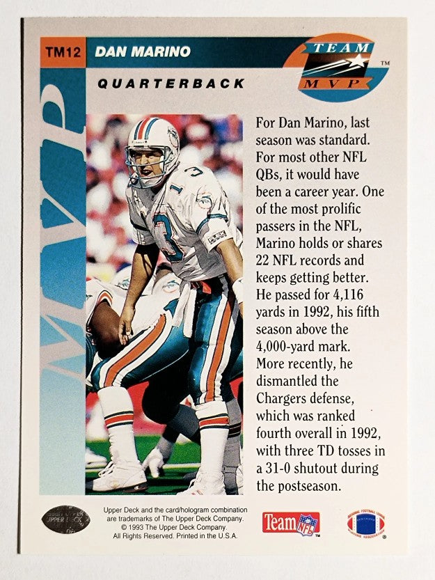 1993 Upper Deck Team MVPs #TM12 Dan Marino