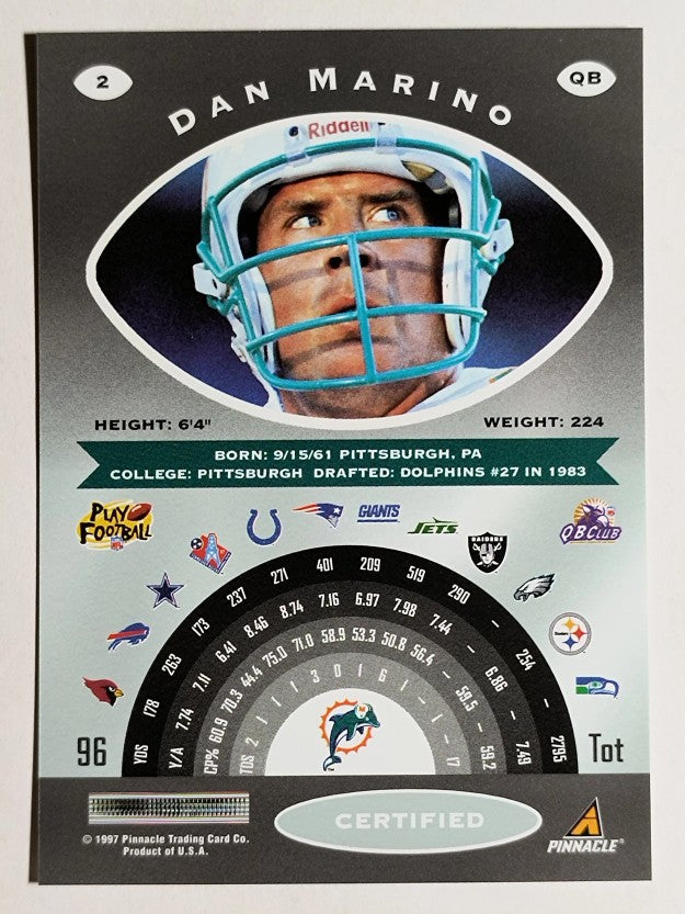 1997 Pinnacle Certified #2 Dan Marino
