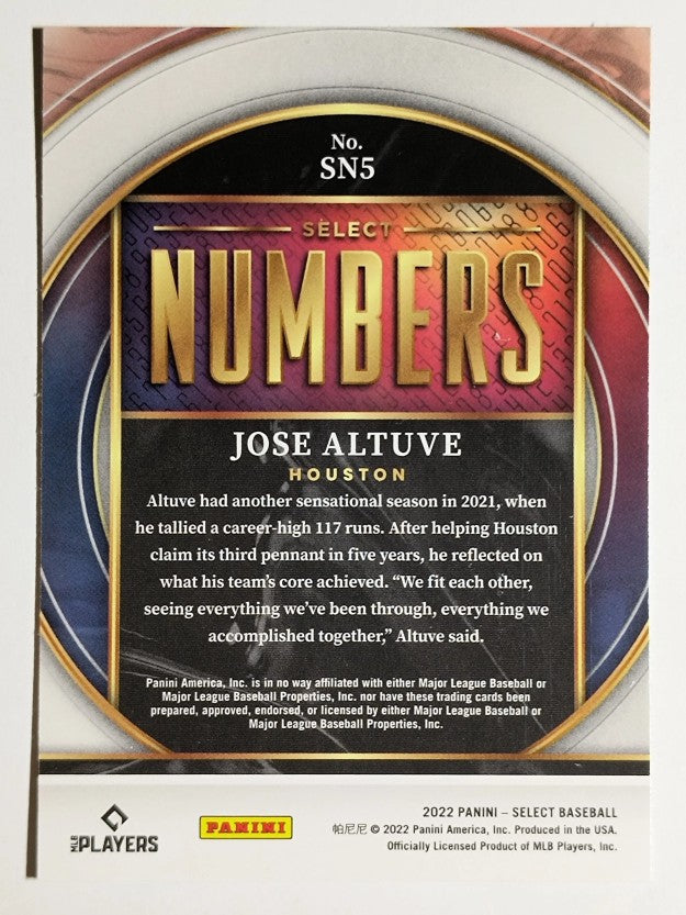 2022 Select Select Numbers #5 Jose Altuve