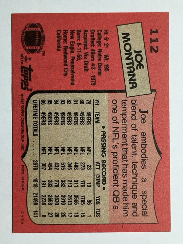1987 Topps #112 Joe Montana
