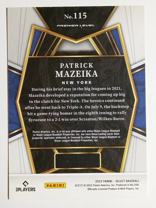 2022 Select #115 Patrick Mazeika PRM RC