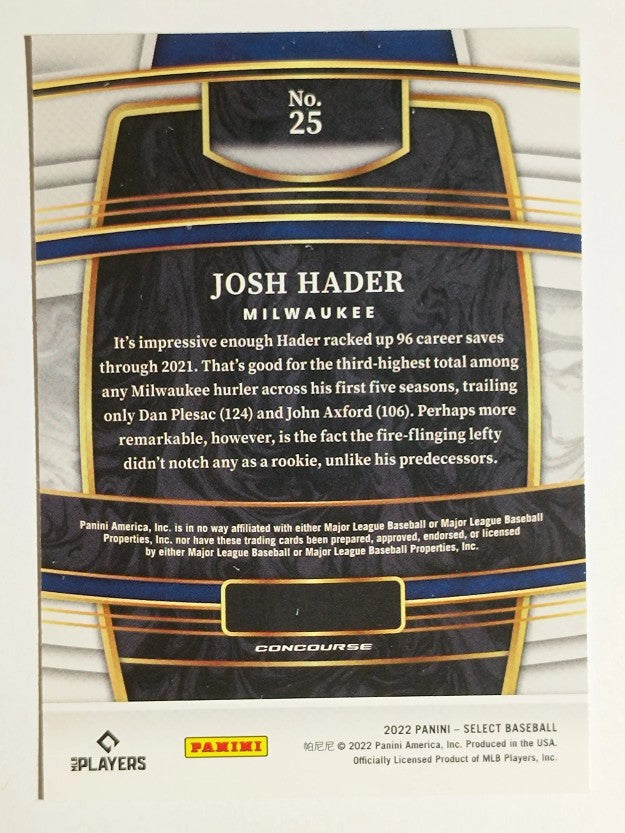 2022 Select #25 Josh Hader