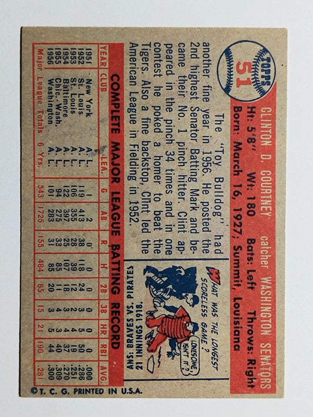 1957 Topps #51 Clint Courtney (EXMT)