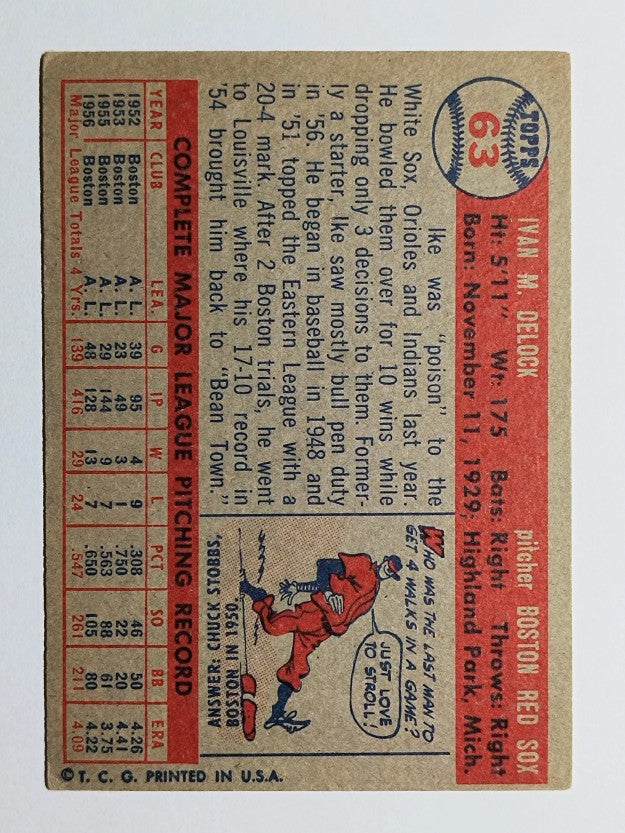 1957 Topps #63 Ike Delock (EX)
