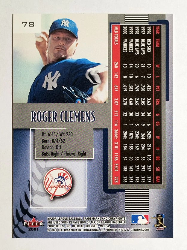2001 Fleer Genuine #78 Roger Clemens