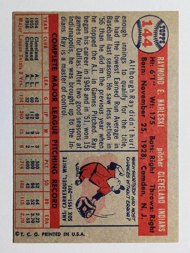 1957 Topps #144 Ray Narleski (EX)