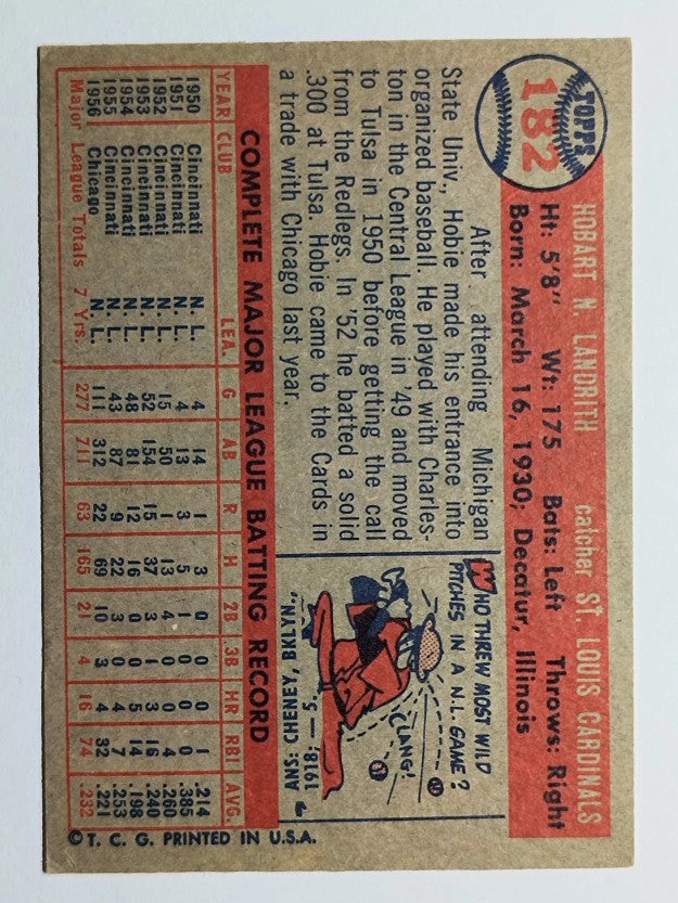 1957 Topps #182 Hobie Landrith (EXMT)
