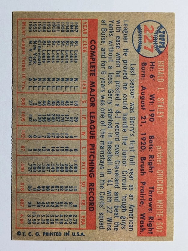 1957 Topps #227 Gerry Staley (NM)