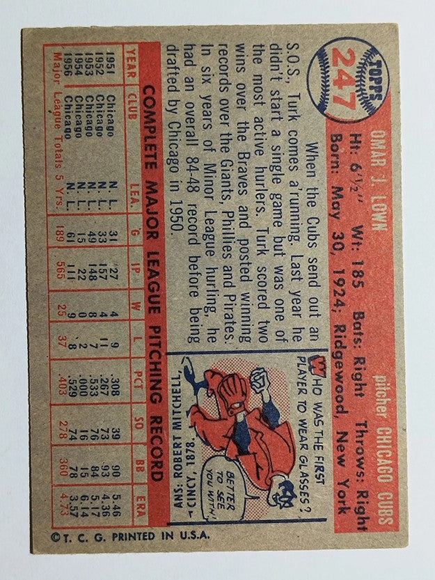 1957 Topps #247 Turk Lown (EX)