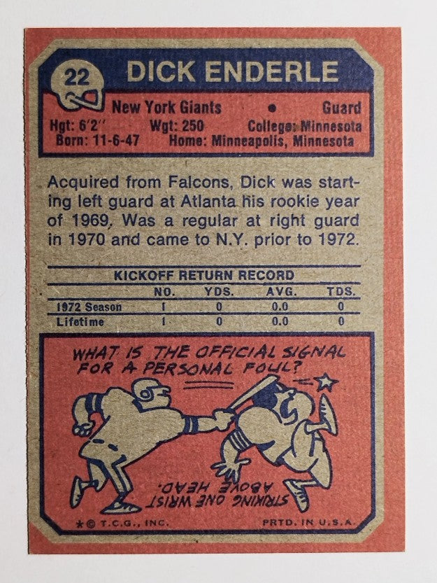 1973 Topps #22 Dick Enderle RC (EXMT)