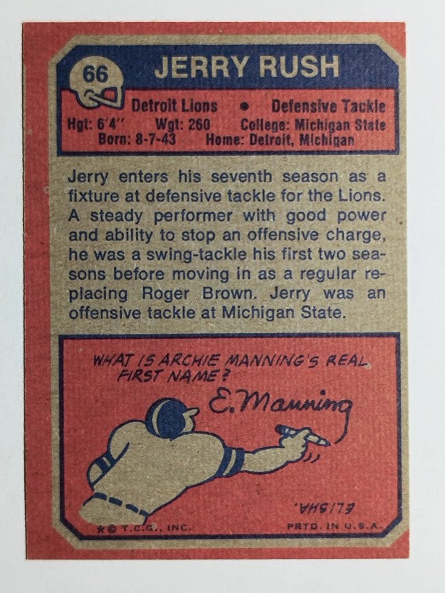 1973 Topps #66 Jerry Rush (NM)