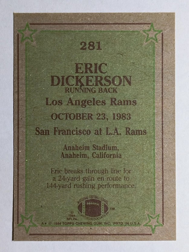 1984 Topps #281 Eric Dickerson IR