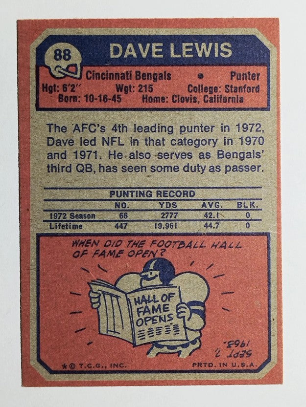 1973 Topps #88 Dave Lewis (EXMT)
