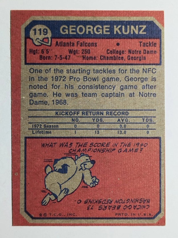 1973 Topps #119 George Kunz (NM)