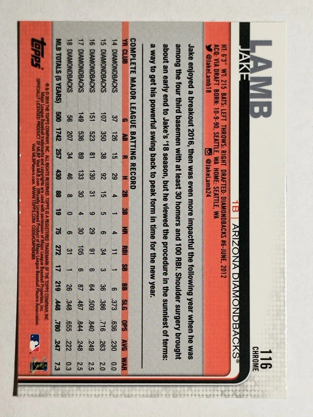 2019 Topps Chrome #116 Jake Lamb