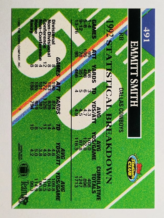 1993 Stadium Club #491 Emmitt Smith MC
