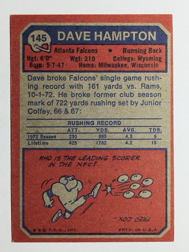1973 Topps #145 Dave Hampton RC (EXMT)