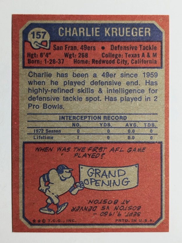 1973 Topps #157 Charlie Krueger (NM)