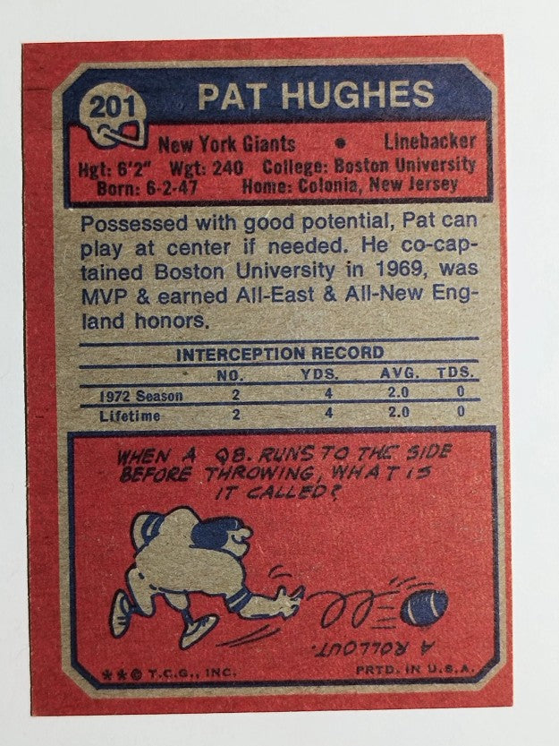 1973 Topps #201 Pat Hughes RC (EXMT)