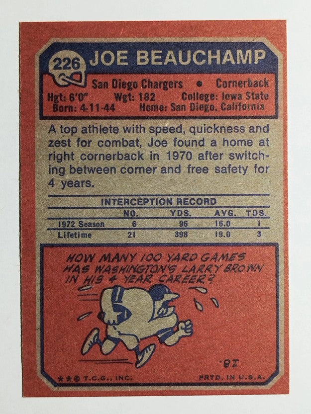 1973 Topps #226 Joe Beauchamp UER RC (EXMT)